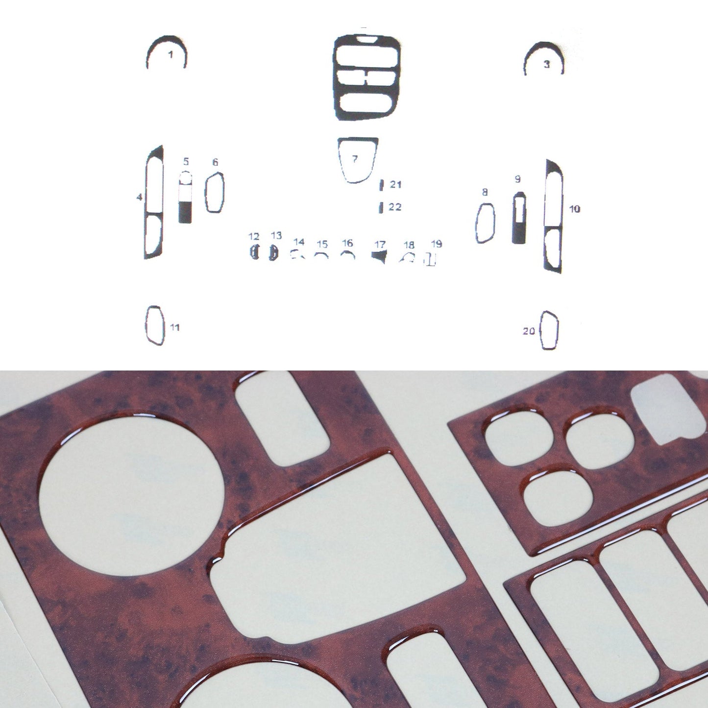 Innenraum Dekor Cockpit für Renault Clio 2012-2019 Wurzelholz Optik 22tlg