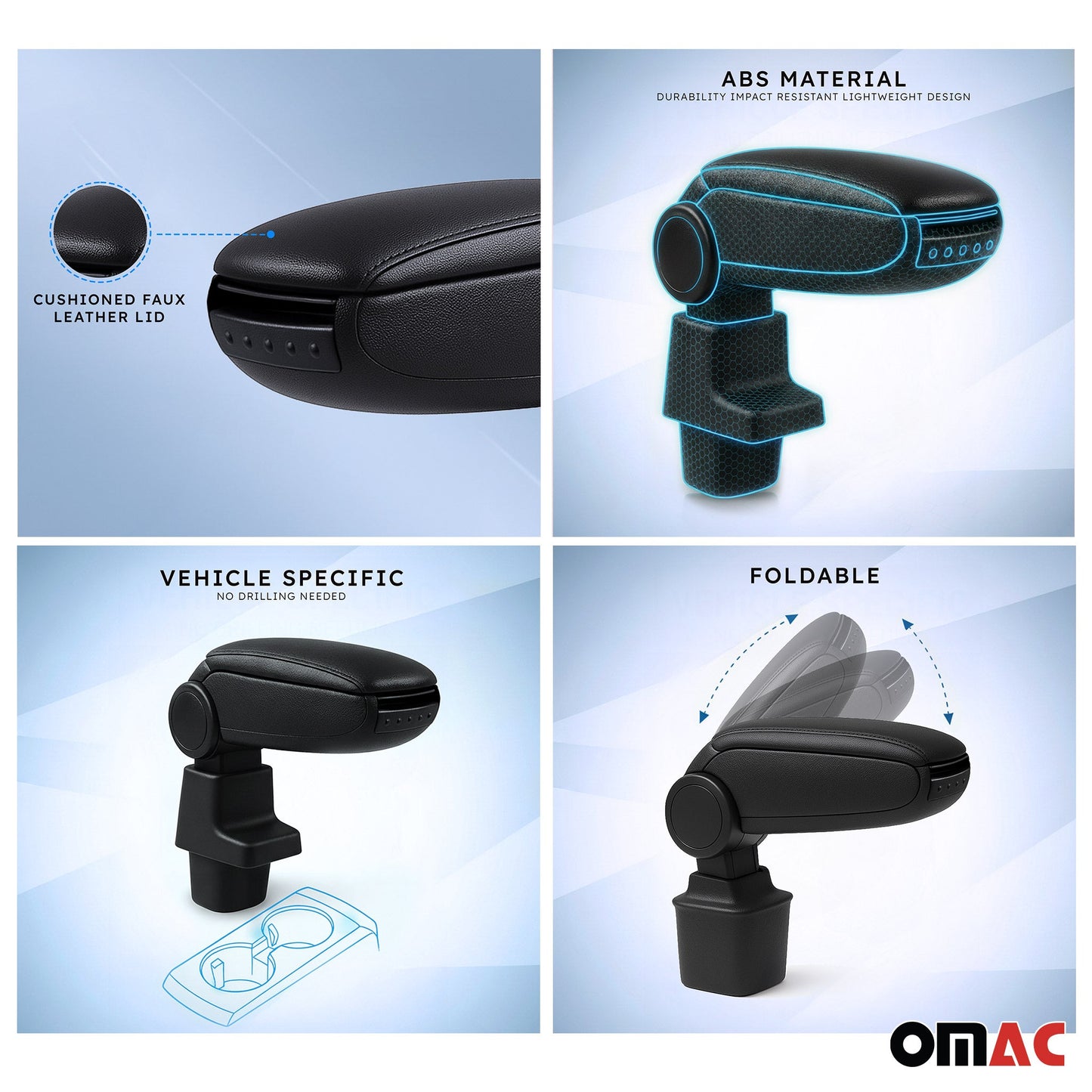 Mittelarmlehne Armlehne für Renault Megane 2008-2015 PU-Leder ABS Schwarz