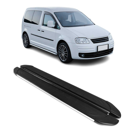 Trittbretter Seitenschweller für VW Caddy Maxi 2003-2020 Alu Schwarz Silber 2x