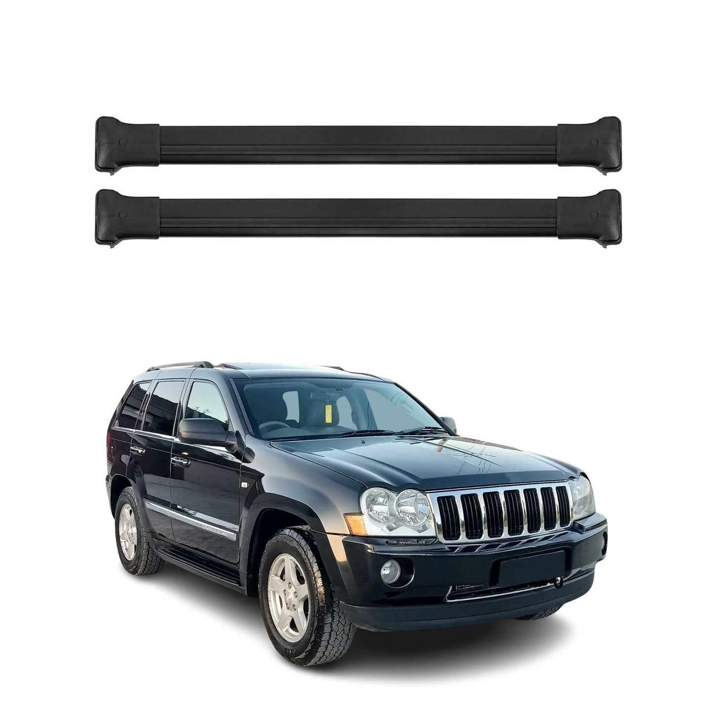 Dachträger Grundtäger für Jeep Grand Cherokee WK 2005-2010 75kg Alu Schwarz 2x