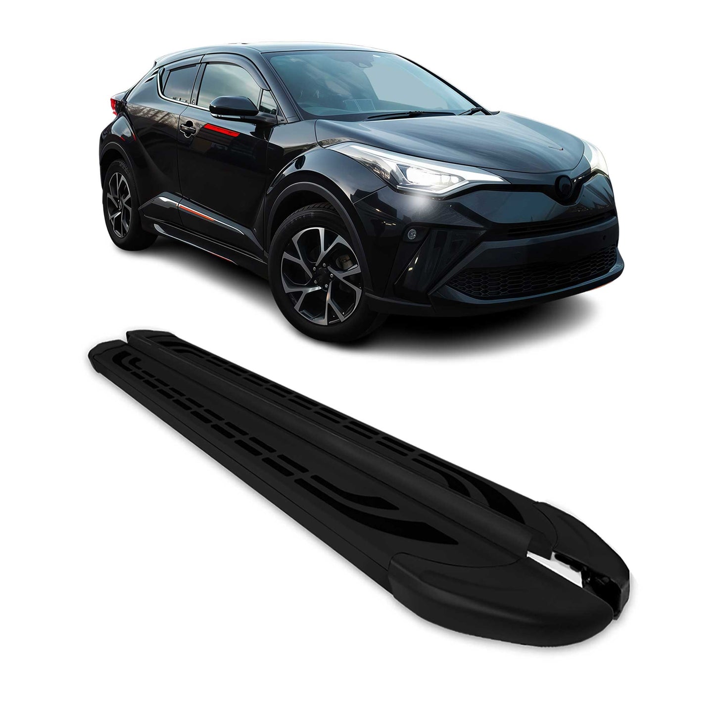 2016-2023 Toyota C-HR Hybrid Trittbretter Seitenschweller Schwarz Aluminium