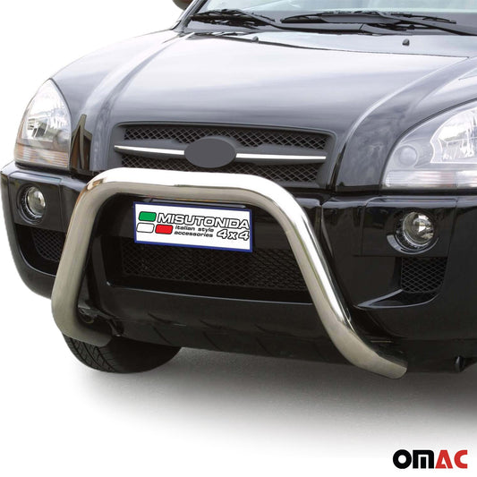 Bară de protecție/buton față pentru Hyundai Tucson 2004-2009, ø76mm, oțel, argintiu