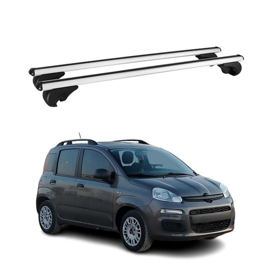 Portbagaj de plafon pentru Fiat Panda 1980-2003 75kg aluminiu argintiu 2 buc