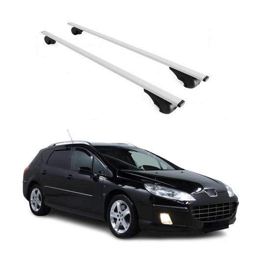 Dachträger Grundtäger für Peugeot 407 Kombi 2004-2011 75kg Metall Silber 2 tlg