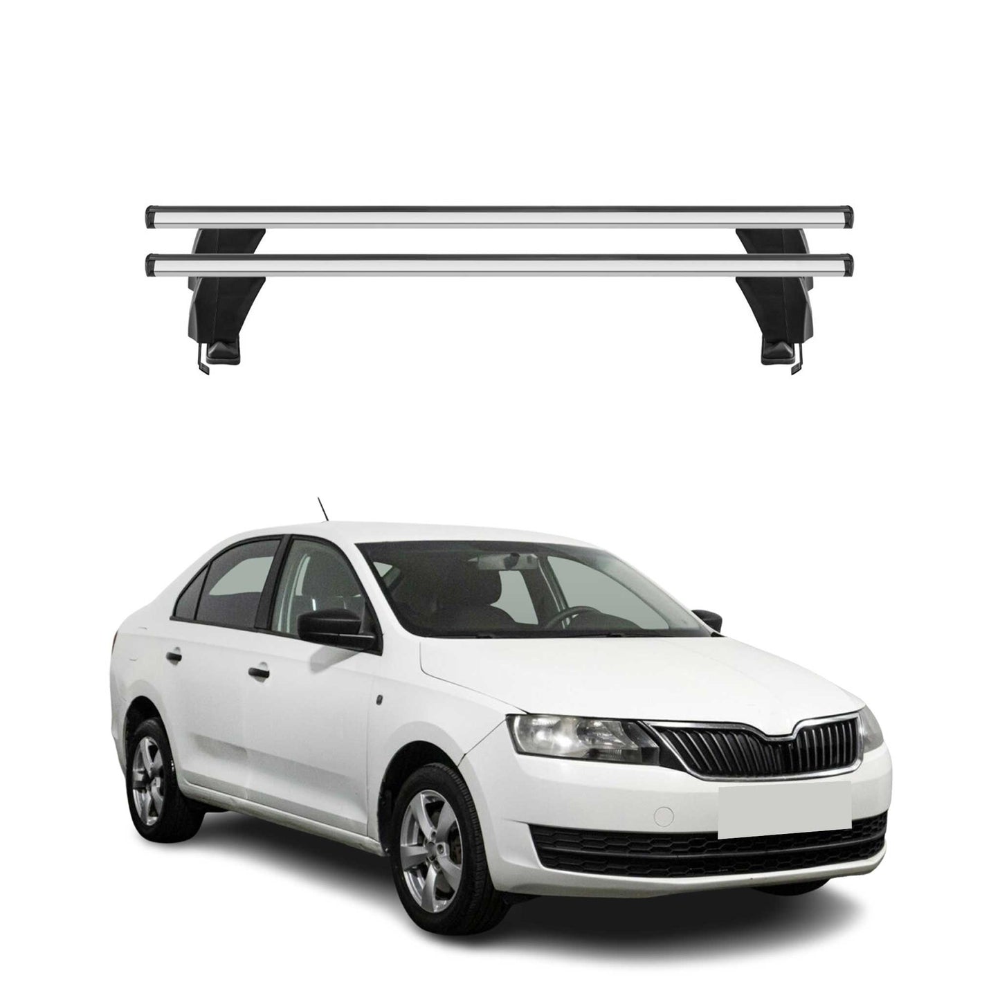 Menabo Dachträger Grundtäger für Skoda Rapid 2012-2019 50kg Alu Silber 2 tlg