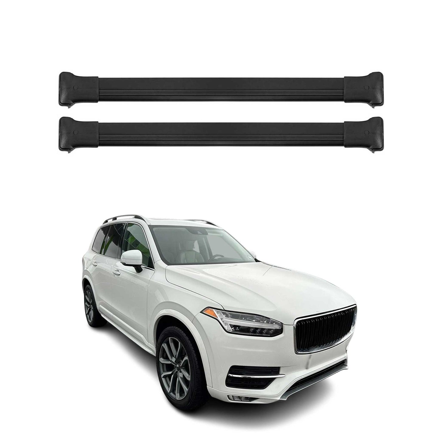 Portbagaj de plafon pentru Volvo XC90 2015-2019 75kg aluminiu negru 2 buc