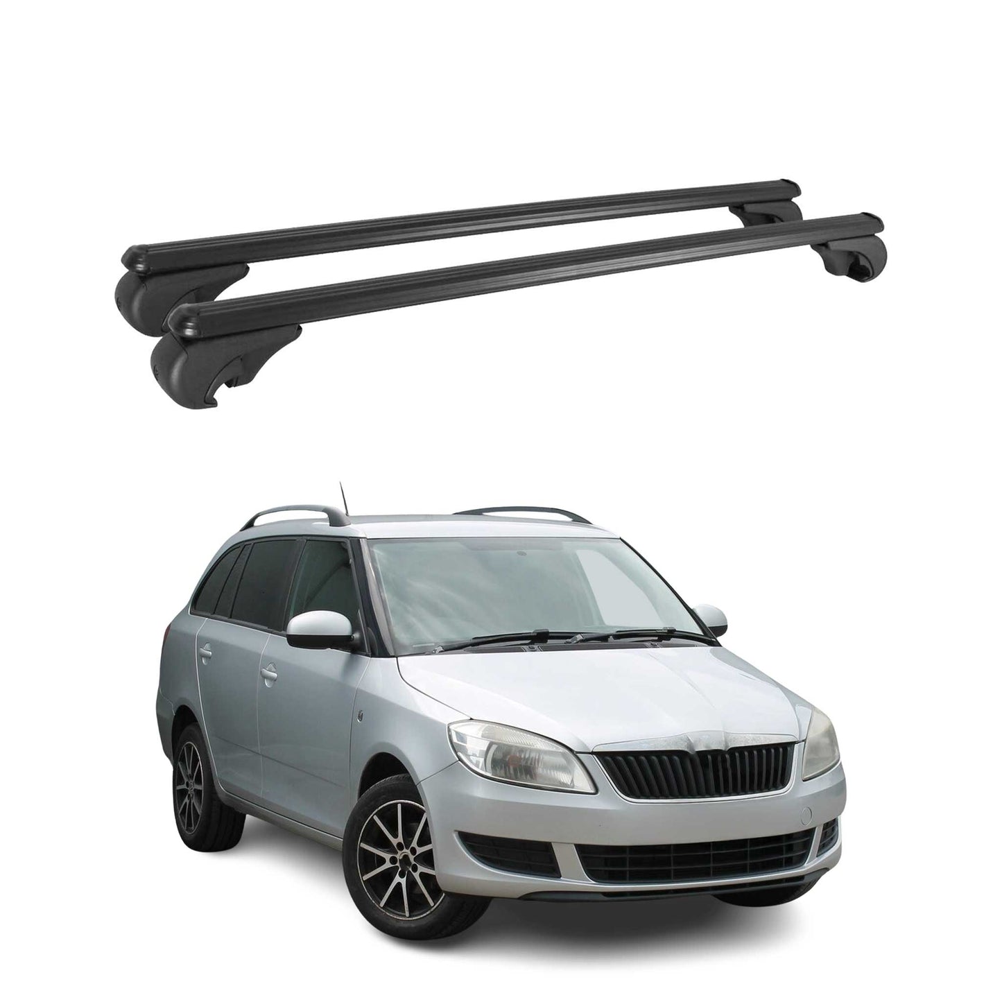Portbagaj de plafon pentru Skoda Fabia mk2 hatchback 2007-2014 75kg aluminiu negru
