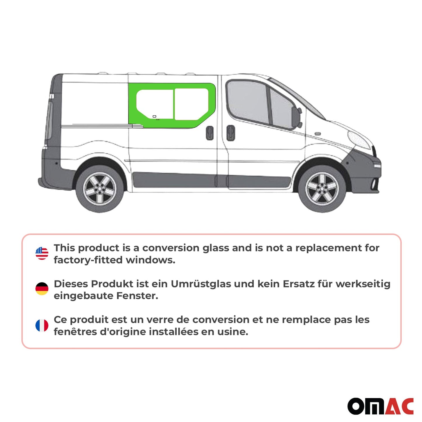 Seitenfenster Auto Schiebefenster für Renault Trafic 2001-2014 Rechts L1 L2