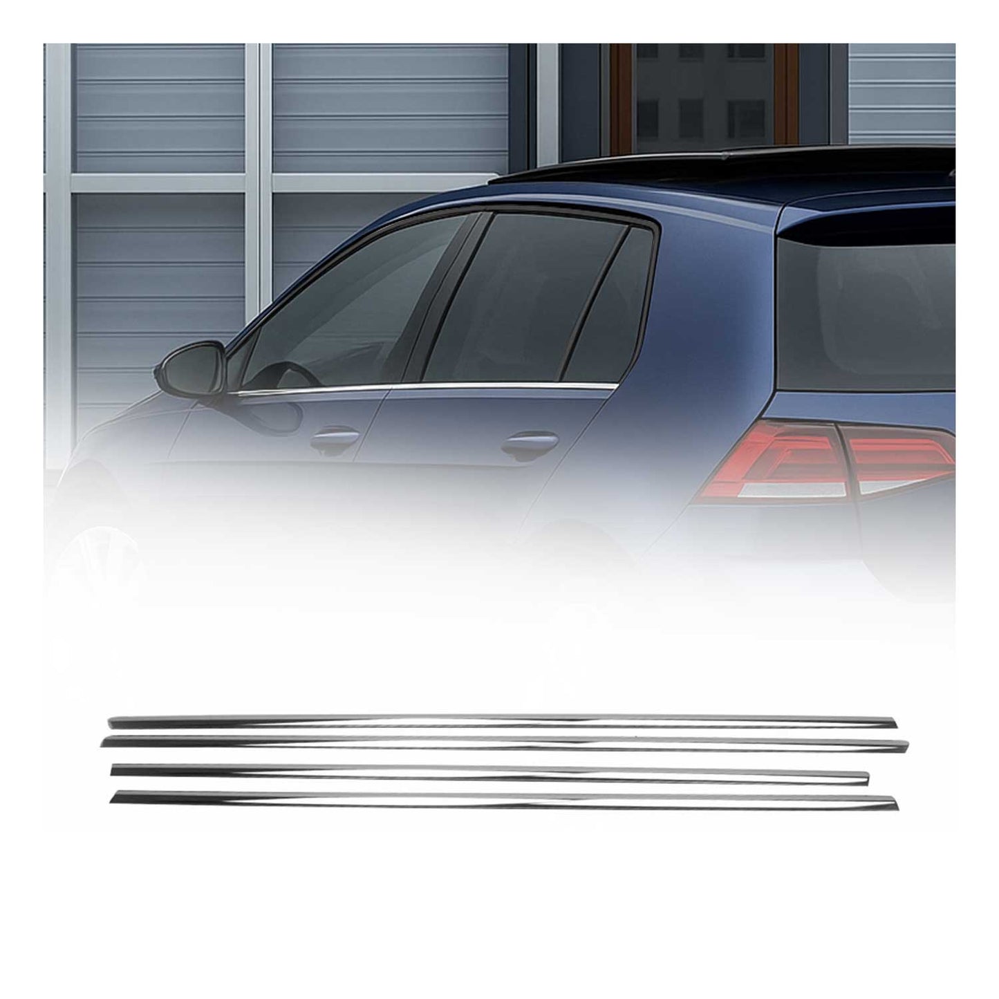 Benzi decorative pentru geamuri pentru VW Golf 2012-2019, oțel inoxidabil cromat, 4 bucăți