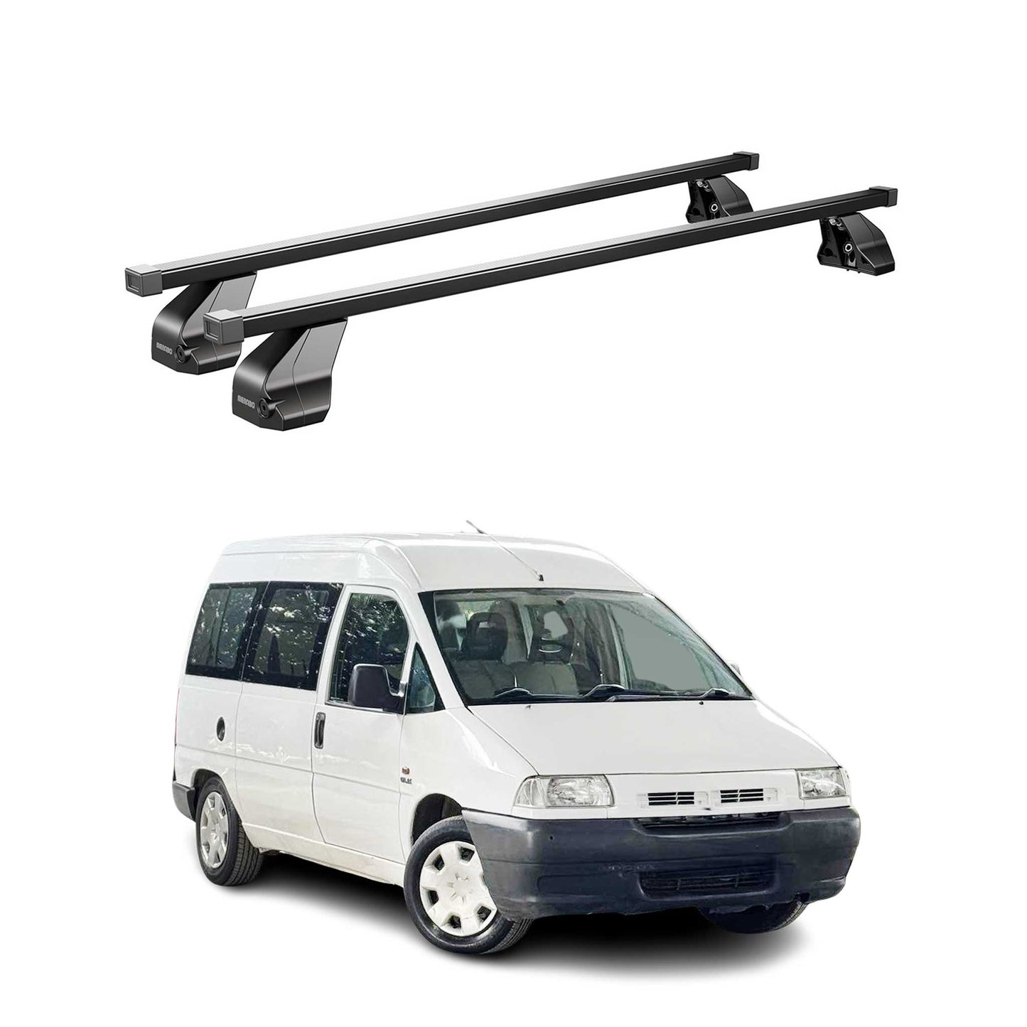 Menabo Dachträger Grundtäger für Fiat Scudo 1994-2007 75kg Stahl Schwarz 2 tlg