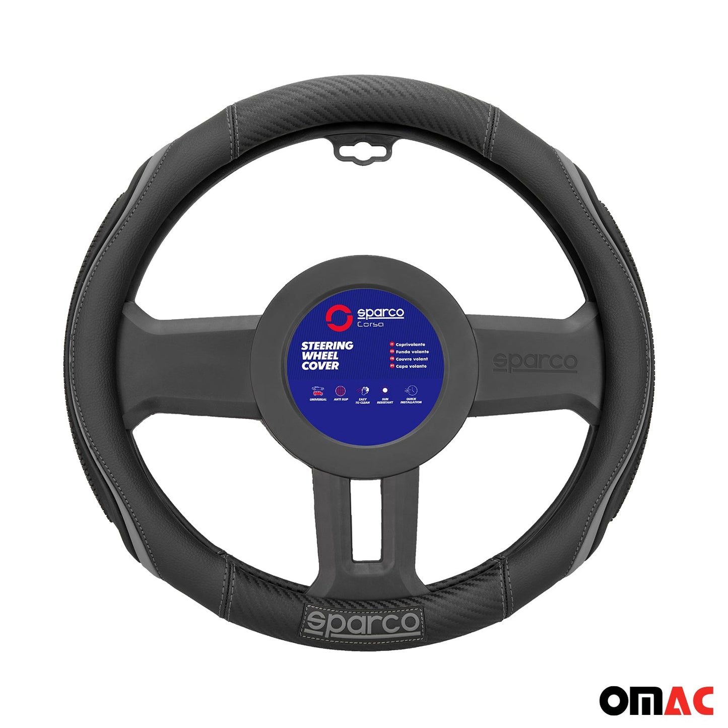 SPARCO Lenkradbezüge Lenkradschoner Lenkradschutz Grau Schwarz Gummi ø37-38 cm