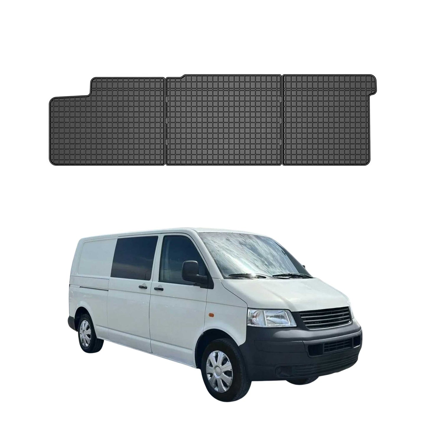 OMAC Gummi Fußmatten für VW T5 2003-2015 Doppelkabine Gummi Schwarz 3tlg