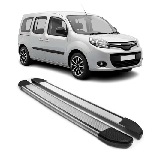 Praguri laterale/scarpe din aluminiu pentru Renault Kangoo 2008-2021, argintii, set 2 piese