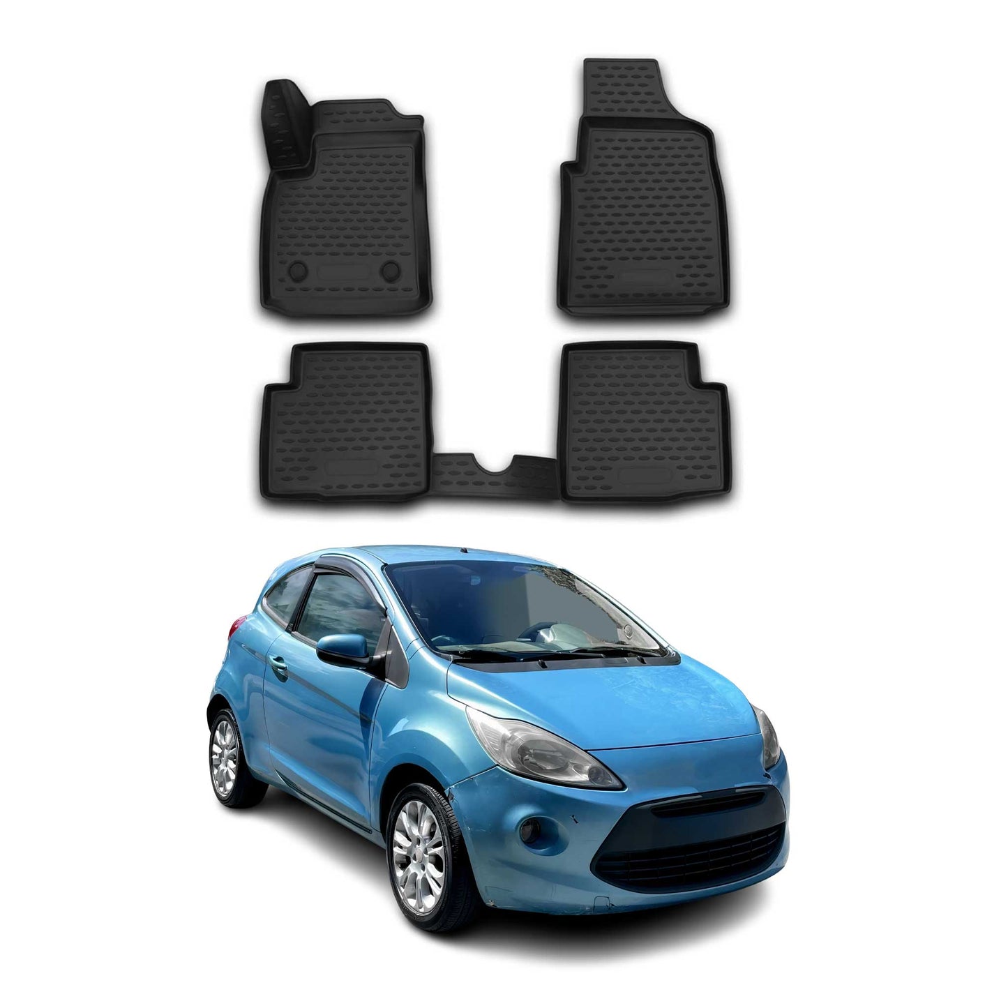 2008-2021 Ford Ka Fußmatten TPE Schwarz 4 tlg