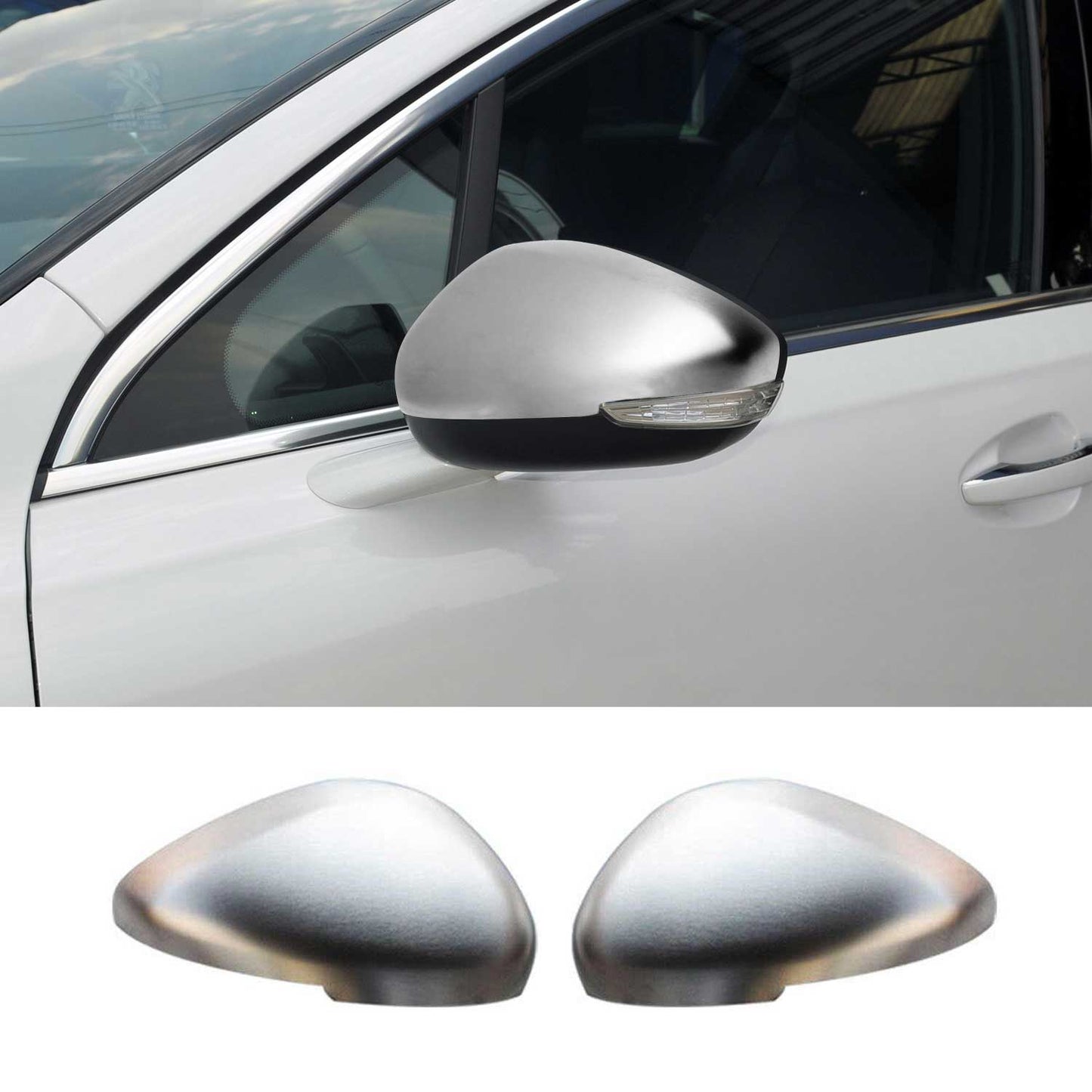 Spiegelkappen Spiegelabdeckung für Peugeot 508 2010-2018 Edelstahl Matt 2tlg
