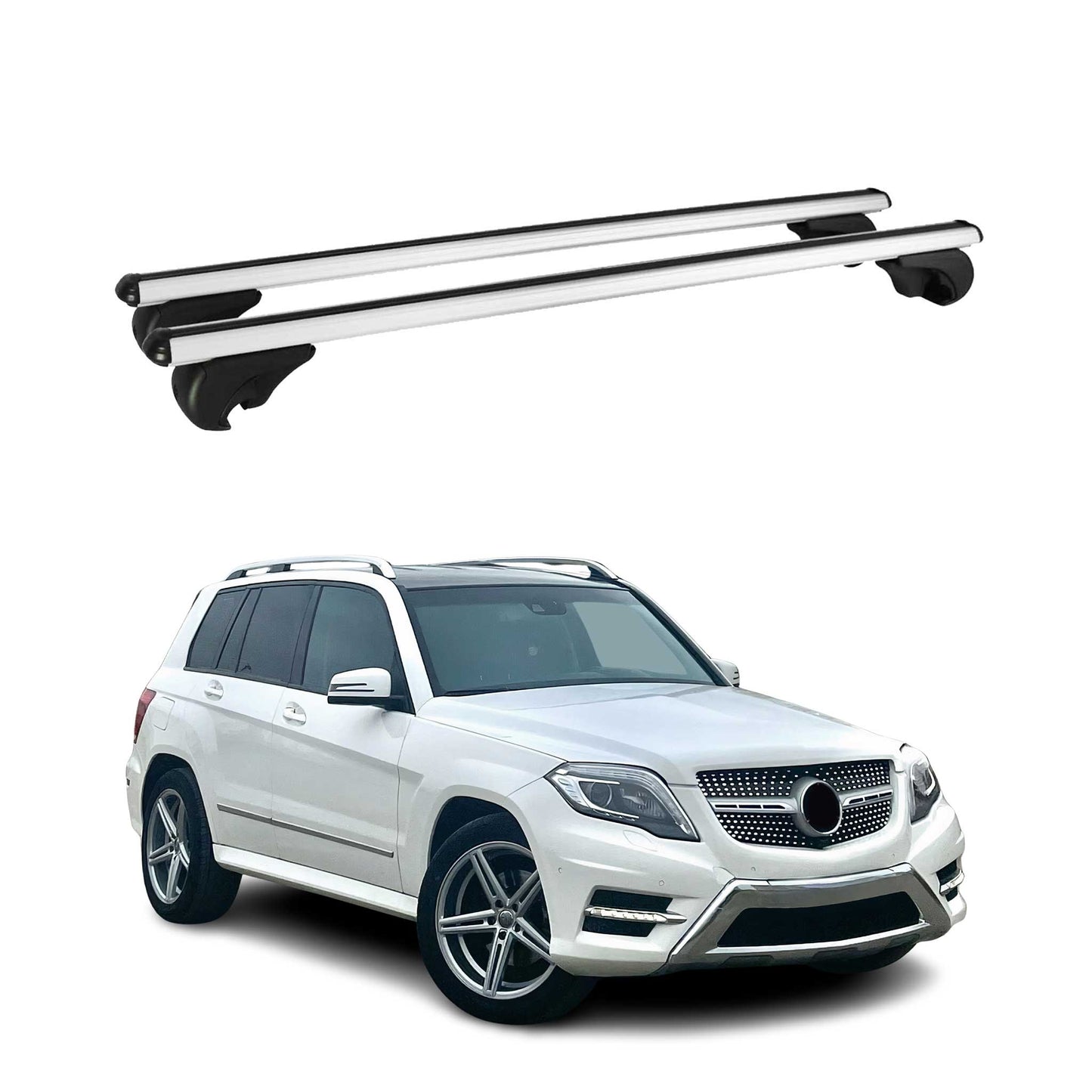 Dachträger Grundtäger für Mercedes GLK Klasse X204 2008-2015 75kg Silber Alu 2x