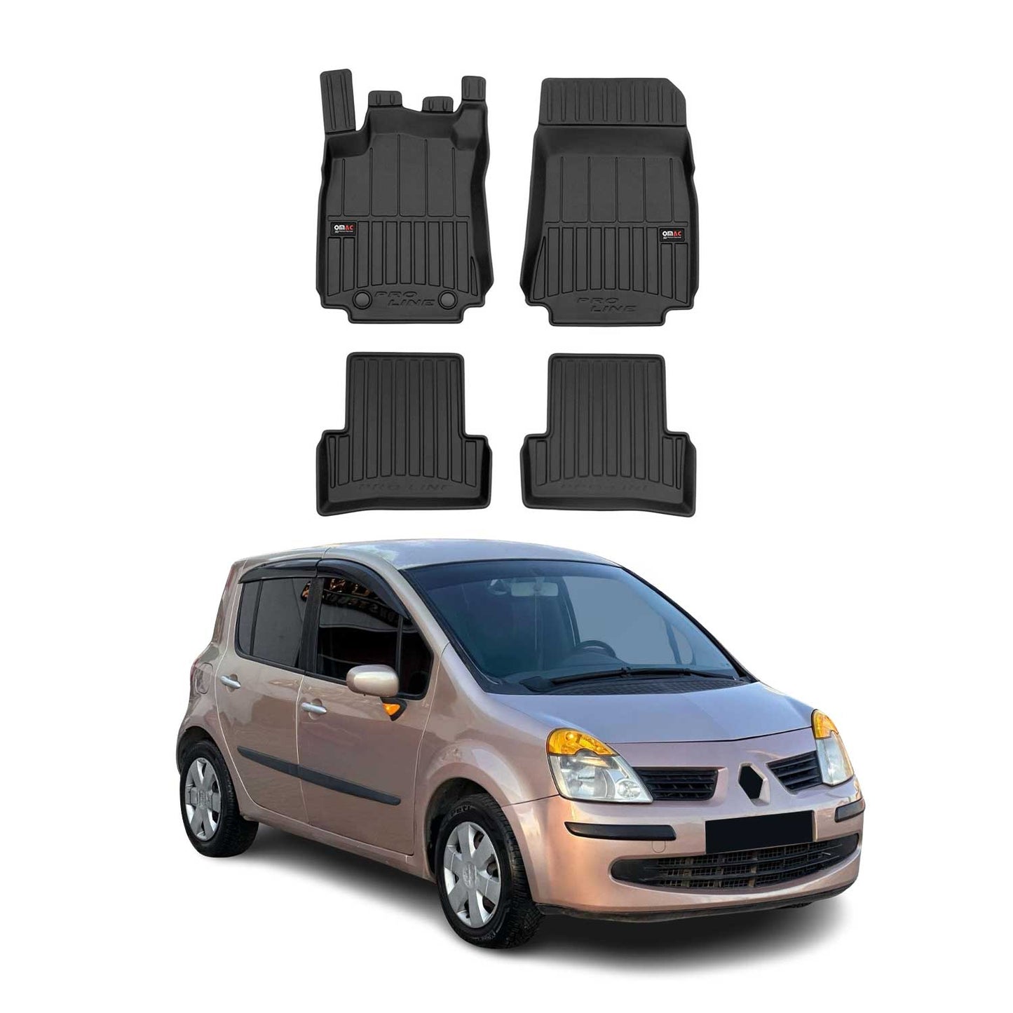 OMAC Gummi Fußmatten für Renault Modus 2004-2012 Premium TPE Automatten 4tlg