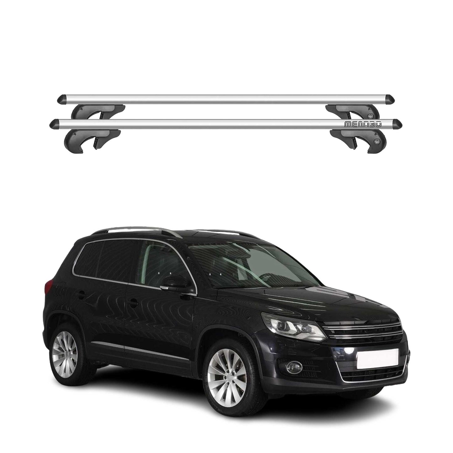 Menabo Dachträger Grundtäger für VW Tiguan mk1 2007-2016 90kg Aluminium Grau 2x