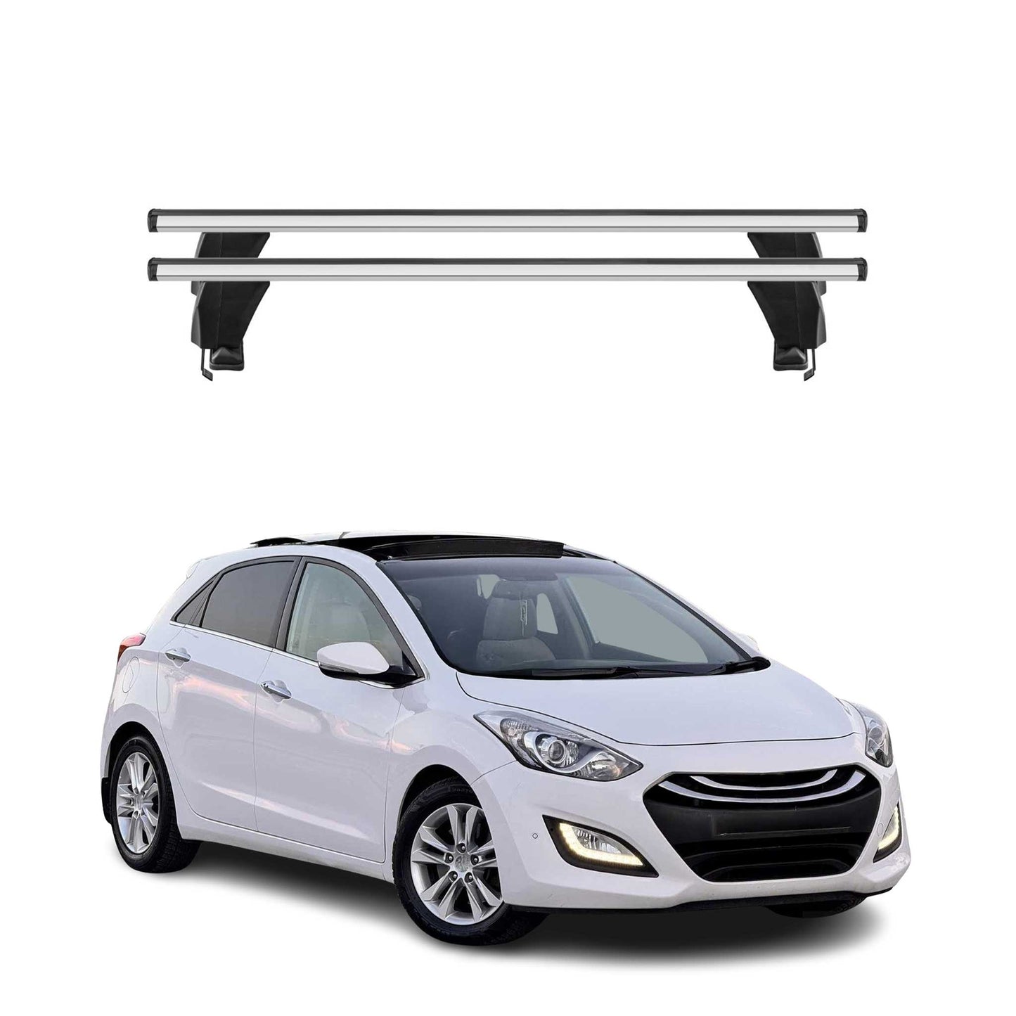Menabo Dachträger Grundtäger für Hyundai i30 2011-2015 50kg Alu Silber 2 tlg