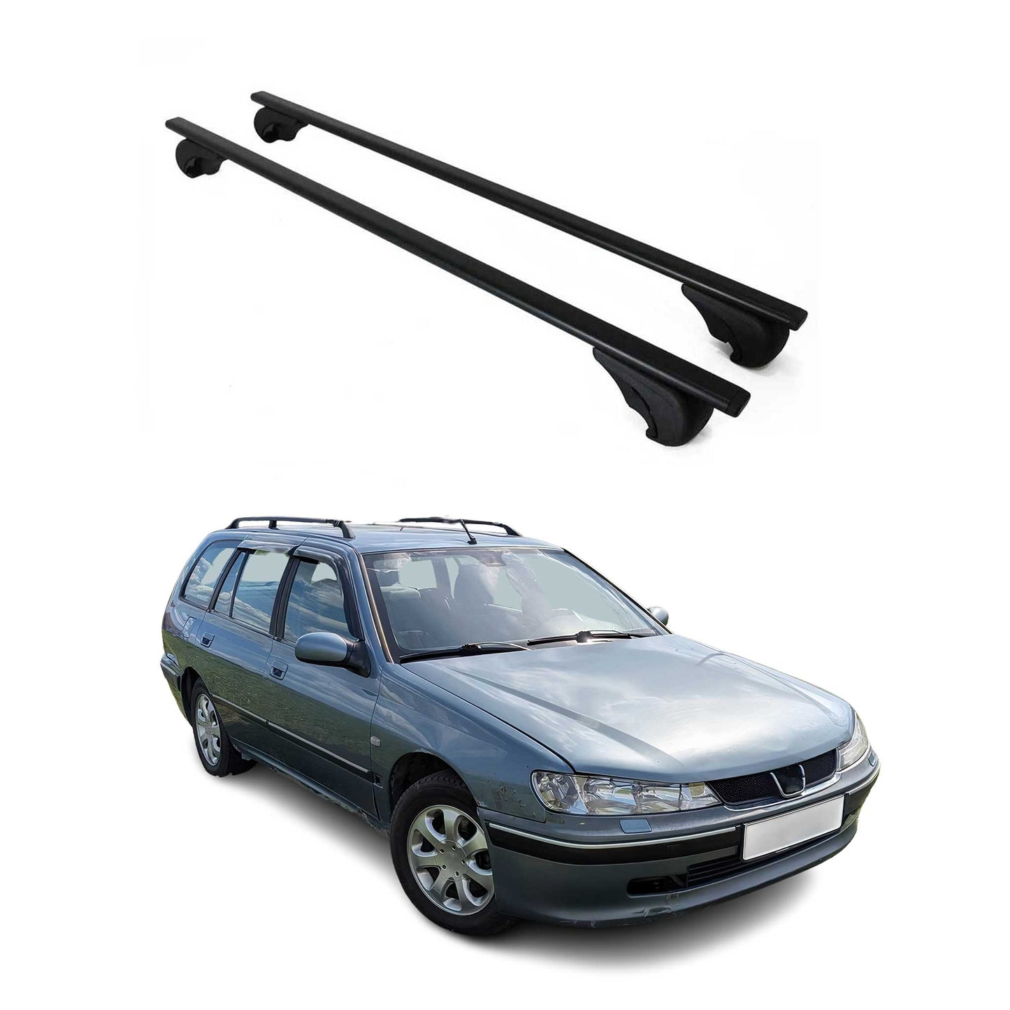 Dachträger Gepäckträger für Peugeot 406 Kombi 1995-2004 Metall Schwarz 2x