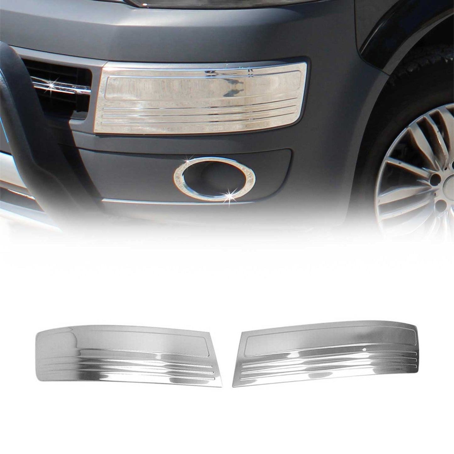 Kühlergrill Leisten Grillleisten für VW Transporter T5 2009-2015 Chrom Silber 2x