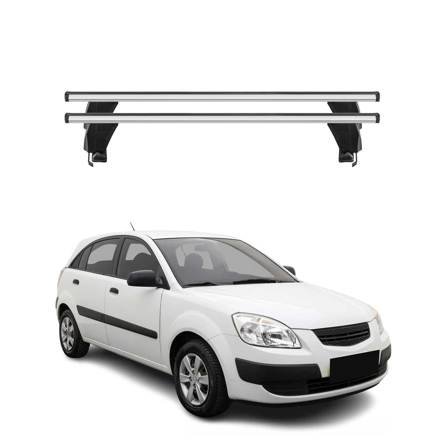 Bagażnik dachowy Menabo do Kia Rio hatchback 2005-2011 50 kg aluminium srebrny 2x