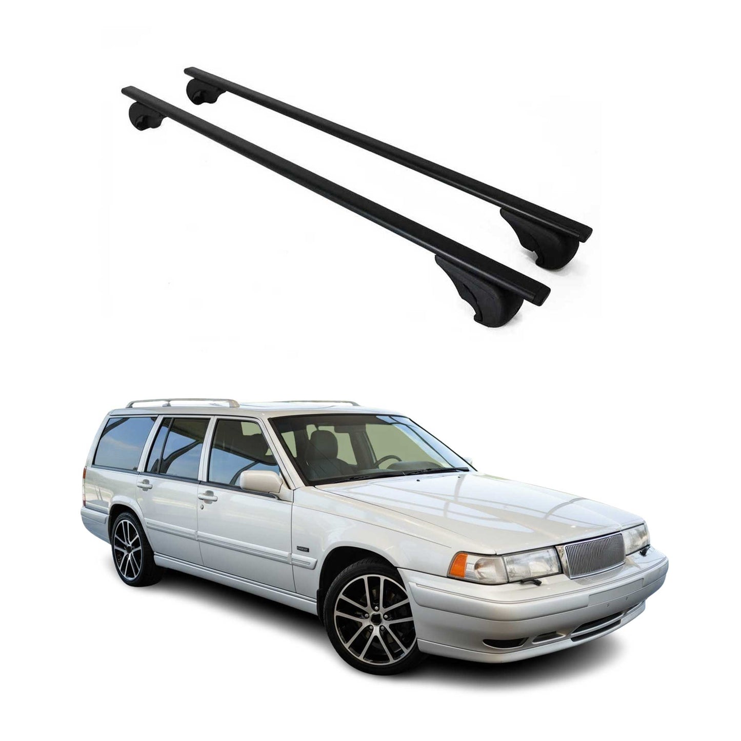 Portbagaj de plafon pentru Volvo V90 1997-1999 75kg, negru metalic, 2 buc.