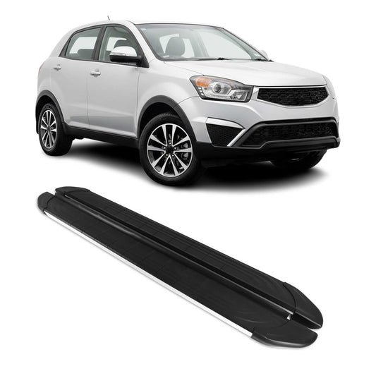 Trittbretter Seitenschweller für Ssangyong Korando C 2011-2019 Alu Schwarz Grau