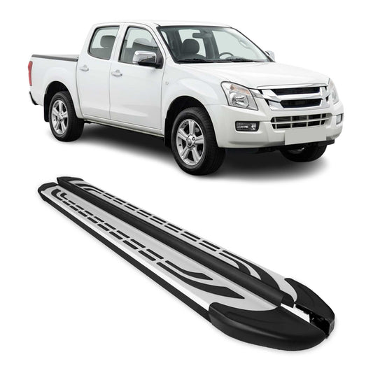 Listwy progowe/progi boczne do Isuzu D-Max DoubleCab 2003-2012, czarne aluminium