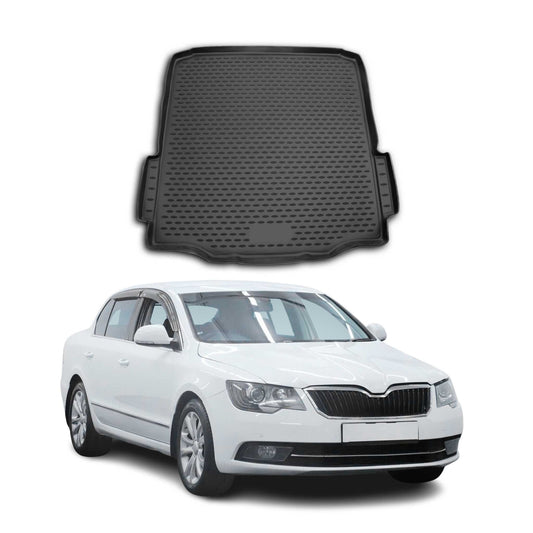 Kofferraummatte Kofferraumwanne für Skoda Superb 2008-2015 Gummi TPE Schwarz