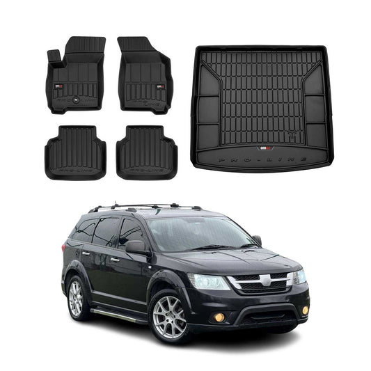 OMAC Fußmatten & Kofferraumwanne Set für Fiat Freemont 2011-2015 Gummi 5x