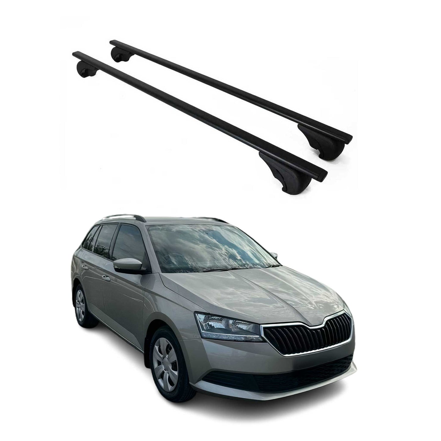 Portbagaj de plafon pentru Skoda Fabia mk3 Combi 2014-2021 75kg negru metalic 2x