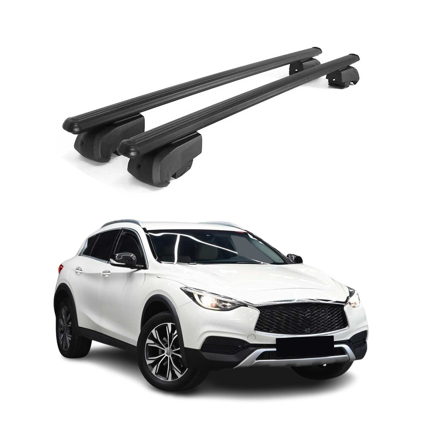 Dachträger Gepäckträger für Infiniti QX30 2016-2023 ABE Aluminium Schwarz 2x