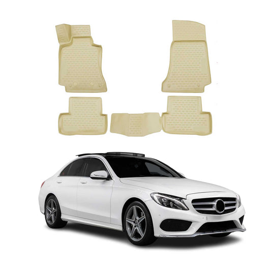 2014-2021 Mercedes C Klasse W205 Fußmatten TPE Beige 4 tlg