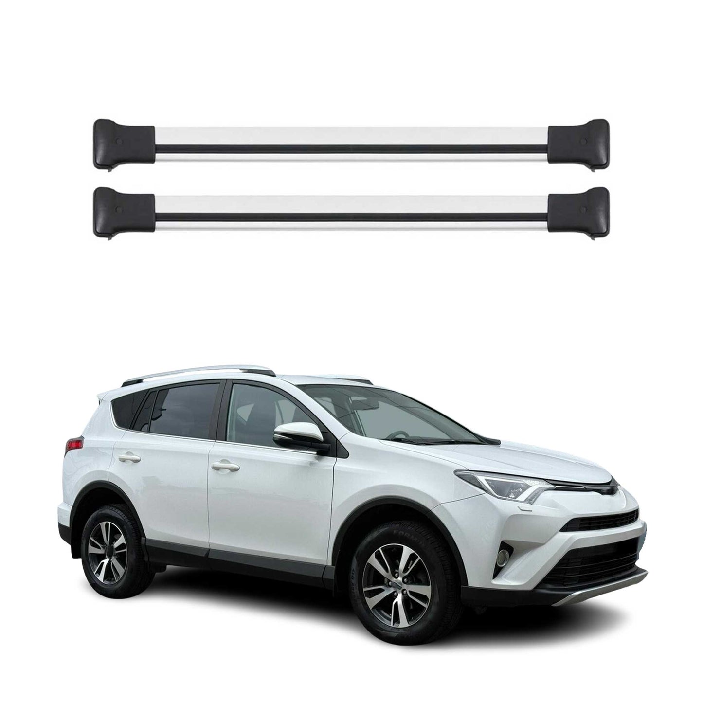 Dachträger Grundtäger für Toyota RAV4 XA40 2015-2018 75kg Aluminium Silber 2 tlg