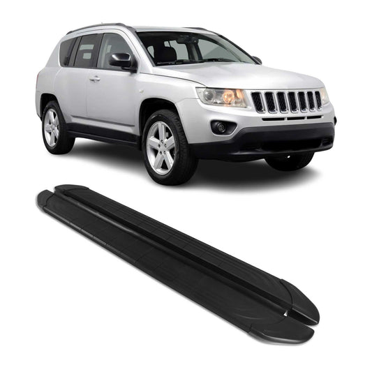 Trittbretter Seitenschweller für Jeep Compass 2011-2016 Aluminium Schwarz 2tlg
