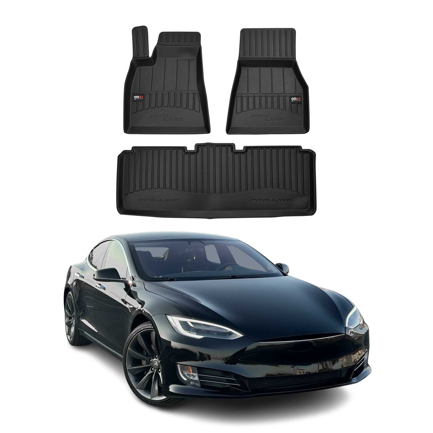 2014-2020 Tesla Model S Fußmatten TPE Schwarz 3 tlg