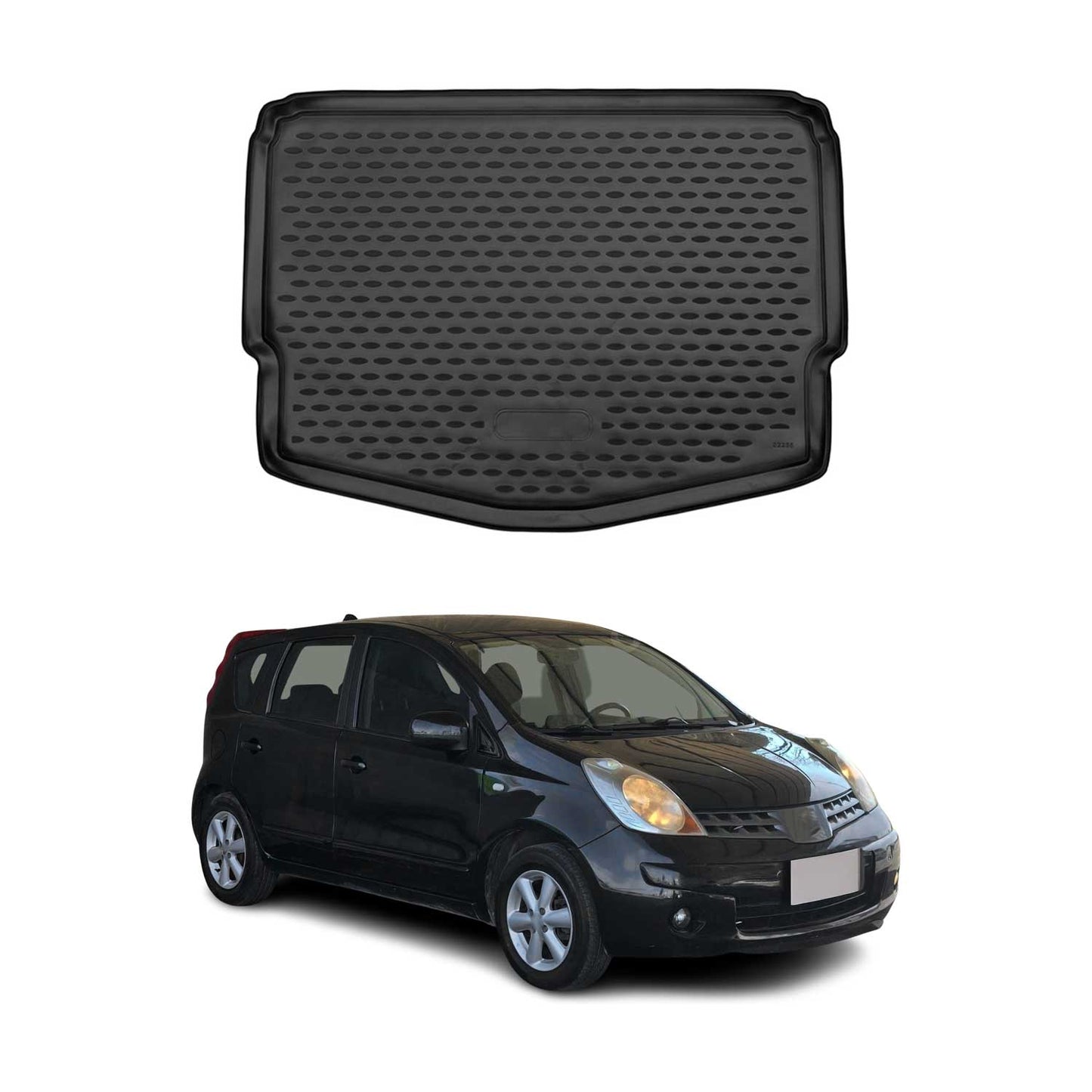 Kofferraummatte Kofferraumwanne für Nissan Note 2012-2021 Gummi TPE Schwarz