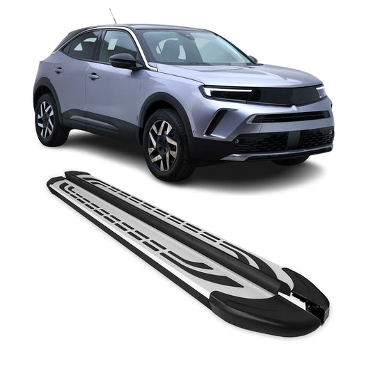 Seitenschweller Trittbretter für Opel Mokka 2020-2025 Alu Silber Schwarz