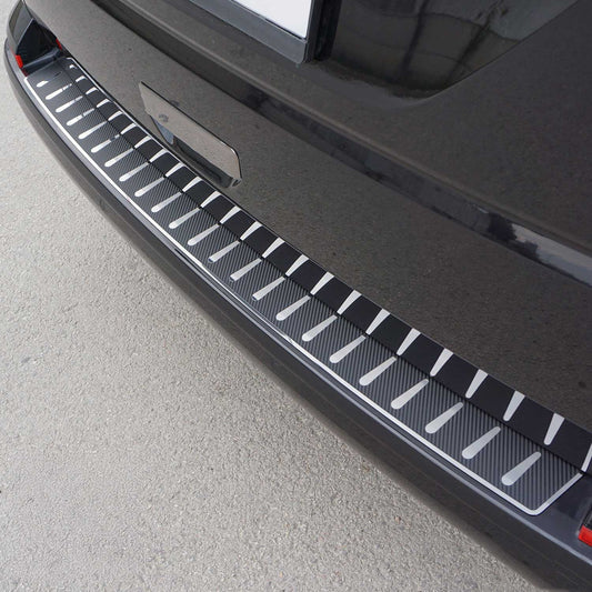 Protecție prag portbagaj pentru VW T6 Transporter 2015-2023, oțel inoxidabil, folie din fibră de carbon, 1x