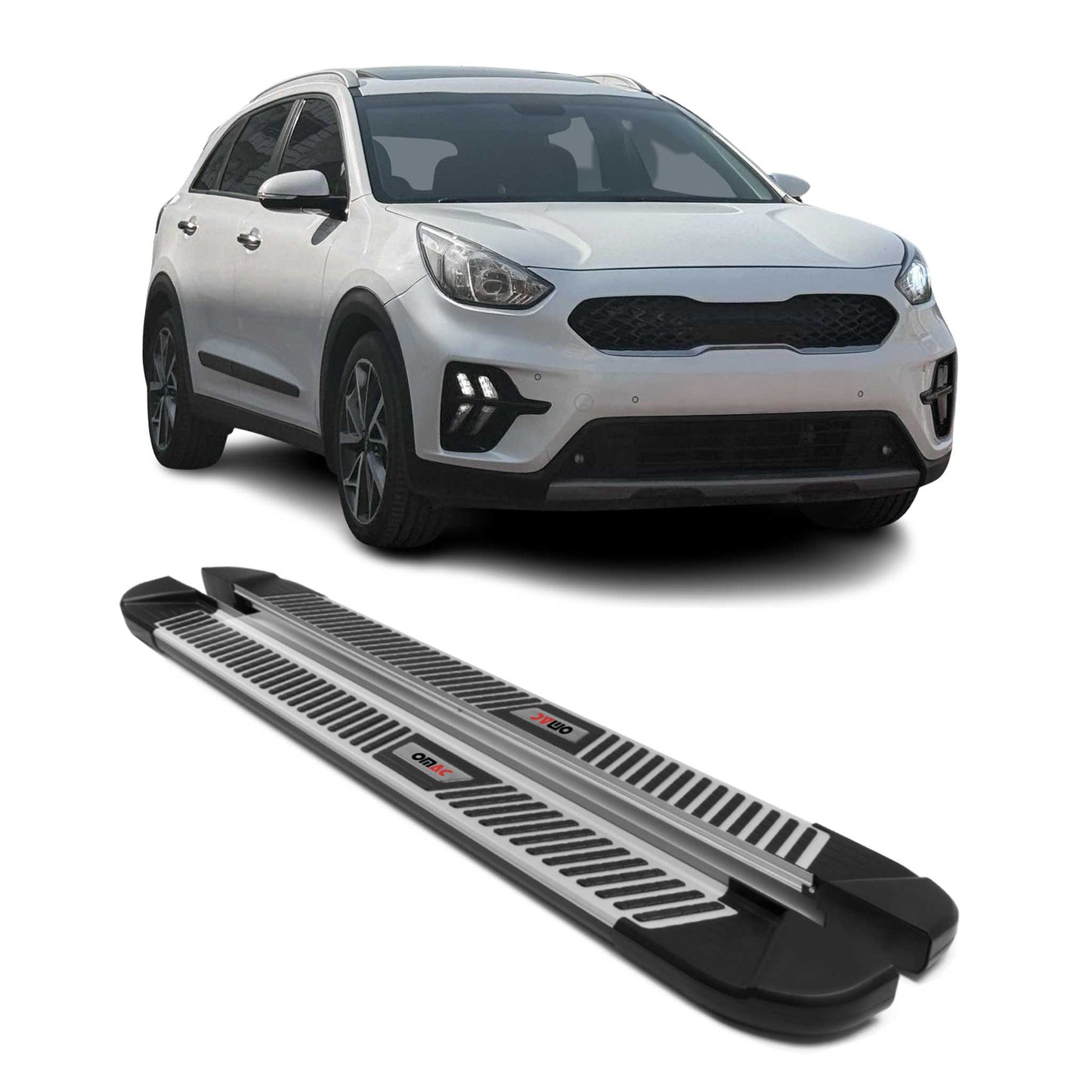 Trittbretter Schweller Seitenbretter für Kia NIRO 2016-2023 Alu Schwarz-Silber