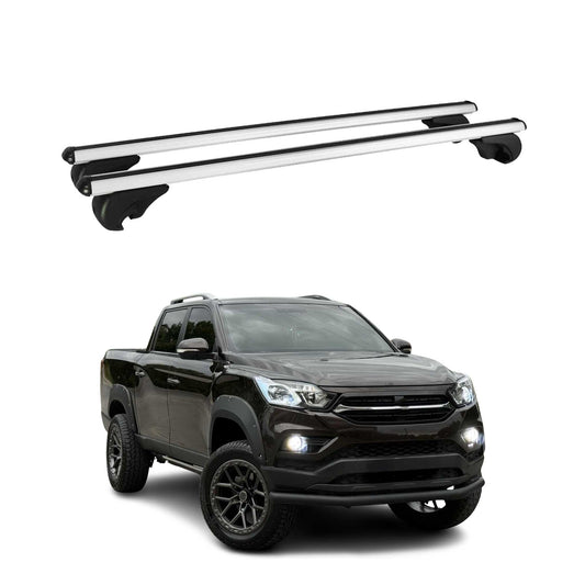 Portbagaj de plafon pentru SsangYong Grand Musso 2018-2025 75kg gri aluminiu, 2 piese