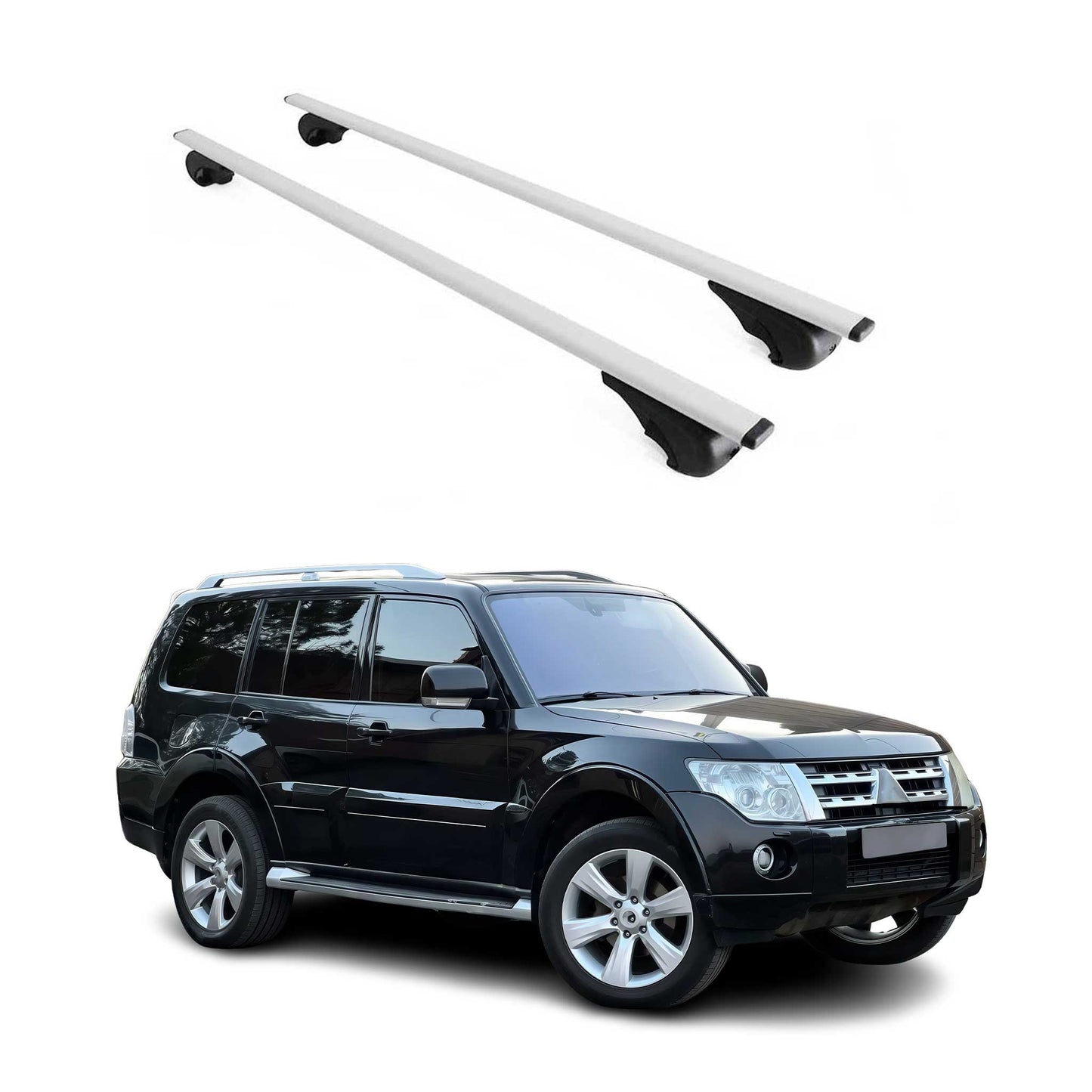 Portbagaj de plafon pentru Mitsubishi Pajero 2006-2021 75kg metal argintiu 2 buc