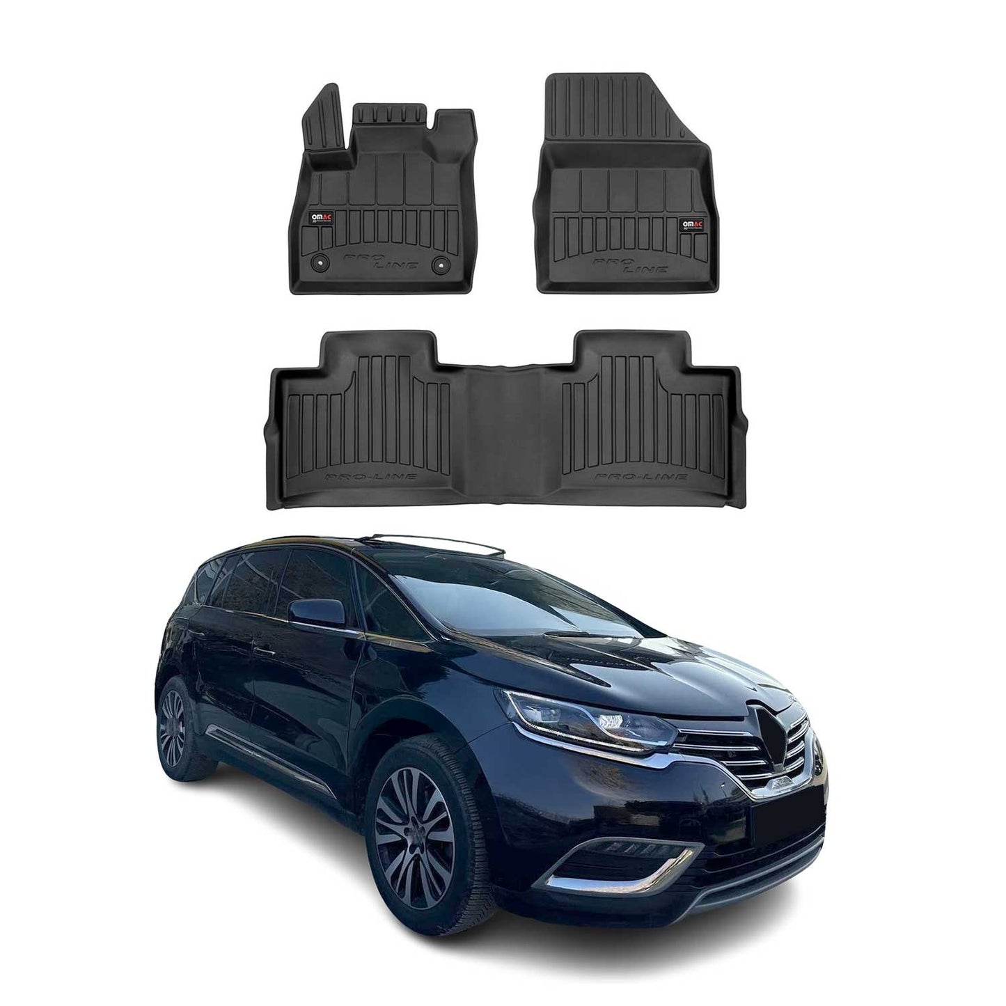 2015-2020 Renault Espace Fußmatten TPE Schwarz 3 tlg