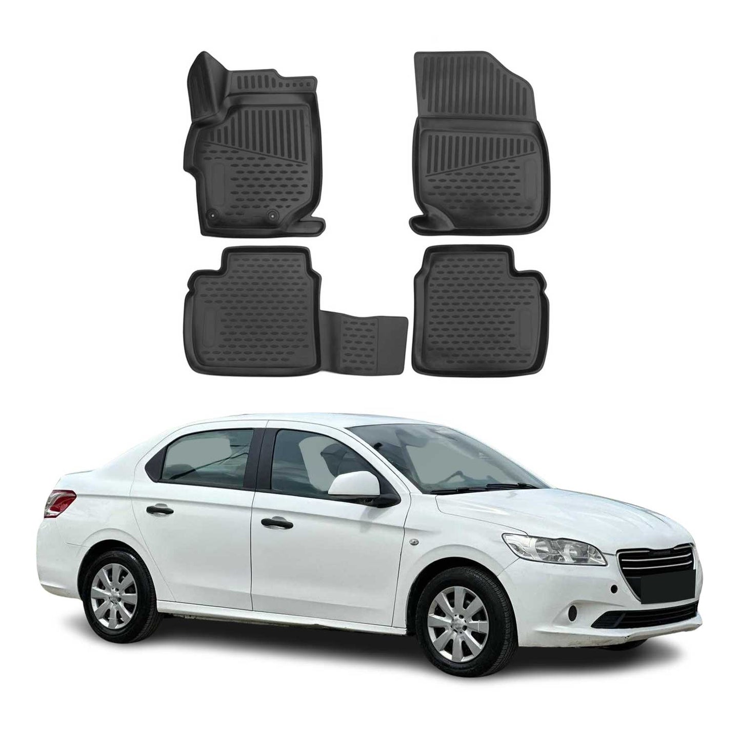 2012-2021 Peugeot 301 Fußmatten TPE Schwarz 4 tlg