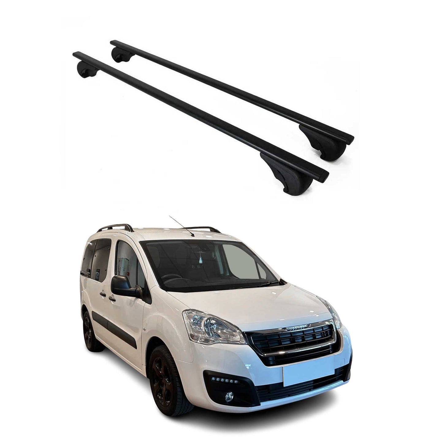 Portbagaj de plafon pentru Peugeot Partner mk3 2018-2025 75kg metal negru 2x
