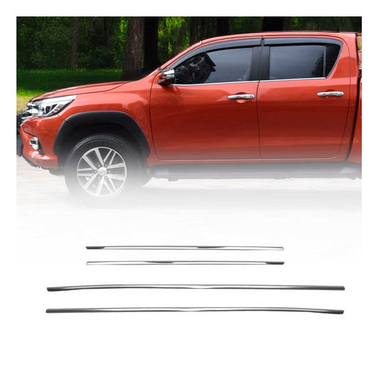 Benzi decorative pentru geamuri pentru Toyota Hilux 2015-2025, oțel inoxidabil cromat, 4 bucăți