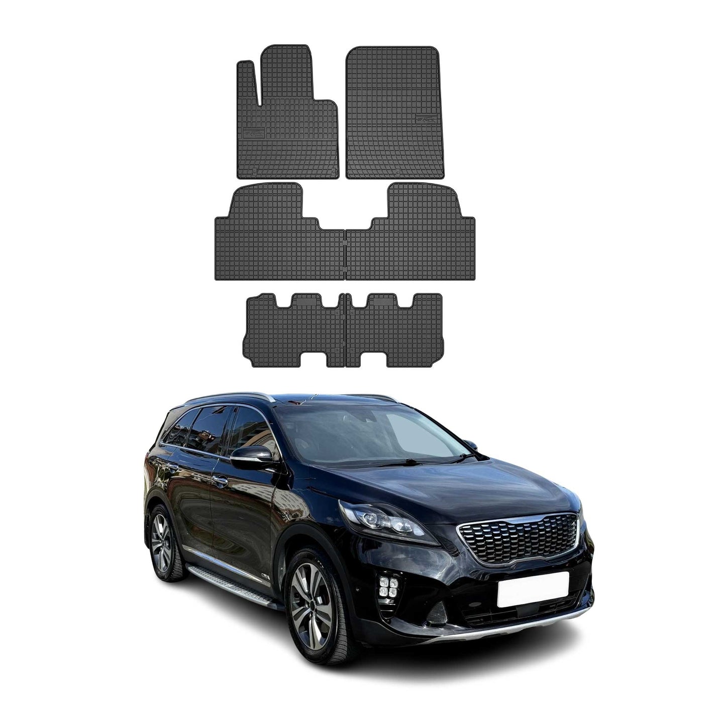 OMAC Gummi Fußmatten für Kia Sorento 2015-2020 Automatten Gummi Schwarz 6tlg
