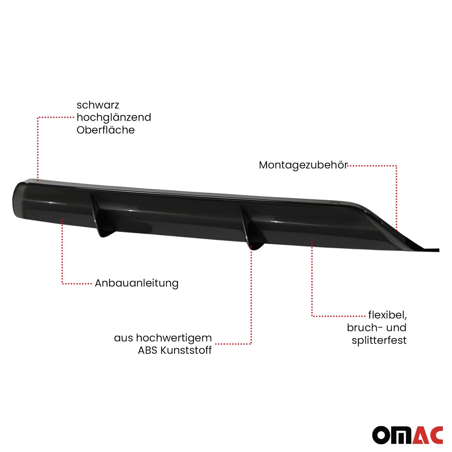 RDX Heckschürzenansatz Diffuser für Seat Leon 5F 5 trg 2013-2017 ABS Schwarz