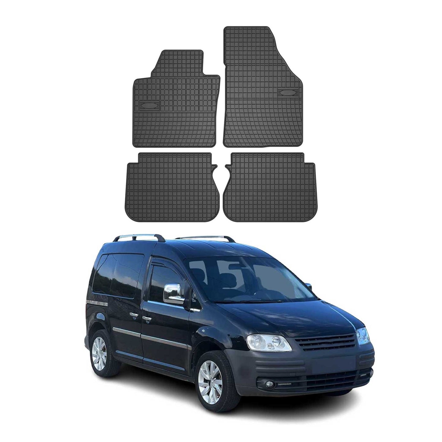 OMAC Gummi Fußmatten für VW Caddy 2003-2020 Automatten Gummi Schwarz 4tlg